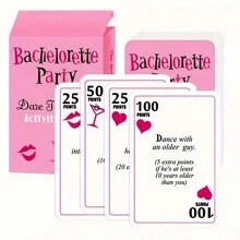 52 hojas/caja de juegos de bebidas y desafíos para despedida de soltera, noches de chicas de soltera, despedidas de novia, juego interactivo, juego de fiesta, juego de vacaciones, accesorio de vacaciones, suministro de fiesta de cumpleaños - Rosa Roja - Ver 2