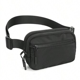 1L迷你斜背包，帶可調節肩帶-防水、拉鍊閉合、尼龍襯裡-適用於青少年、運動、跑步、旅遊、徒步旅行和日常使用