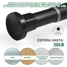 Tubo para Cortina de Baño,Barra de Cortina de Baño,para Cortina de 110 a 200cm,Cortinero para Baño Ajustable y Retráctil,Cortinero Baño Sin Perforaciones para Balcones, Armarios y Baños - Negro - Ver 3