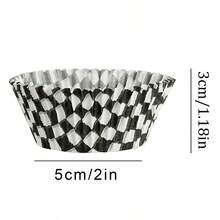 Disposable Ruffled Round Shape Non-Stick Paper Baking Cup, Greaseproof Professional Grade Standard Baking Cups, Black Gingham - Multicolor - View 4
