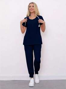 Women Two-Piece Outfits - Navy Blue - View 6