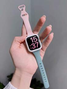 2 Peças Pulseira de Relógio de Silicone com Bloco de Cores e Abelha Fofa, Pulseira Ajustável Confortável e À Prova d'Água, Combinada com Capa Protetora de Silicone Vazada, Compatível com Apple Watch Series Ultra/SE/11/10/9/8/7/6/5/4/3/2/1, Tamanho 38/40/41/42/44/45/46/49mm - Multicolor (sem relógio) - Visão 5