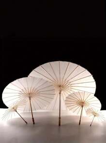1pc Hand Painted Umbrella, Customizable Blank Oil Paper Umbrella, Suitable For Wedding, Random Handle