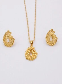 新款金色非洲飾品珠寶套裝杜拜婚禮新娘項鍊/吊墜/耳環女性禮物套裝 - 金色 - 查看 14