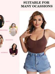 1pc Camisola modeladora feminina - Controle de barriga, virilha aberta, levanta bumbum, compressão emagrecedora, alça ajustável, modelador corporal