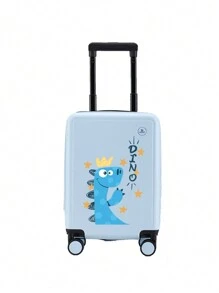 1pc Children's Printed Dinosaur Pattern Rolling Luggage, Suitable For Kids Gifts, Short Trips, Low Cost Airlines, Can Be Taken On Board Bag For School School Accessories School Stuff - Blue - View 1