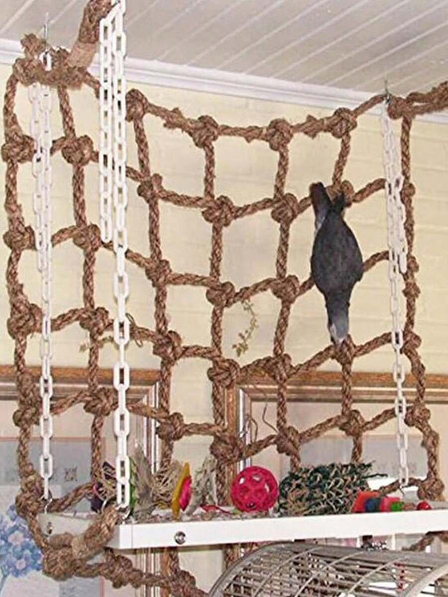 1 件梯子秋千鸟类攀爬网，适合所有季节（单个攀爬网） - 黃色 - 查看 1