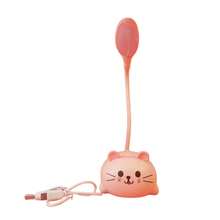 Lámpara de mesa LED linda con diseño de gato animado - Ajustable, luz nocturna recargable USB con luz blanca cálida segura para los ojos - Azul - Ver 10