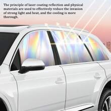 Magnetyczna osłona przeciwsłoneczna do samochodu w kolorze laserowym, nieprzezroczysta letnia zasłona okienna z izolacją termiczną w kolorze tytanowo-srebrnym, opcjonalnie: 1 szt. Czarna/srebrna strona kierowcy, 1 szt. Czarna/srebrna strona pasażera, 1 szt. Czarny/srebrny tył.