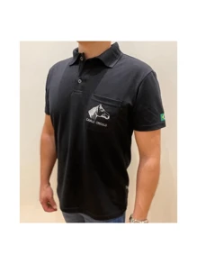 Camiseta Gola Polo Cavalo Crioulo Bordado P ao GG - Preto - Visão 3