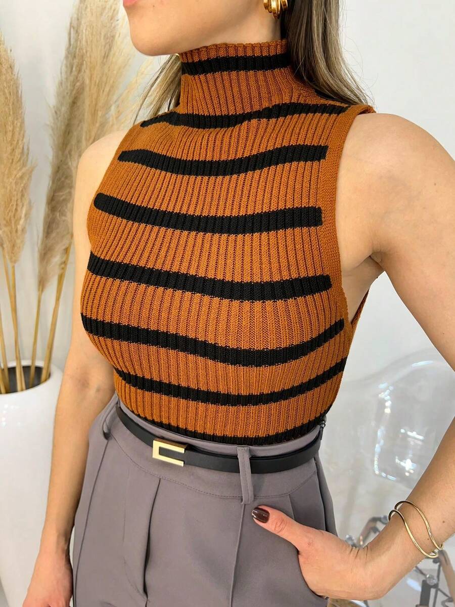 Women Knit Tops - 駝色 - 查看 1