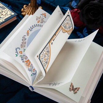 1 件 112 页精装笔记本复古可爱卡通蝴蝶多功能彩色内页计划本，厚 100g 纸，随机封面发货