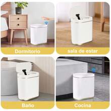 Botes de Basura,Cubo De Basura Automático Con Sensor Para Baño,Cubo de Basura de Plástico,Botes de Basura Inteligente,Cubo de basura inteligente con tapa,para Inodoro,Dormitorio y Sala De Esta - Blanco - Ver 7