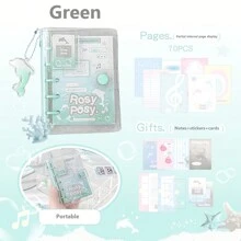 Rosyposy Libreta de diario de 70 hojas con encuadernación de 1 pieza con página interior de color, mini libro de bolsillo portátil con cubierta de PVC transparente linda, viene con pegatinas y etiquetas adhesivas - Multicolor - Ver 15