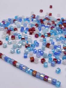 4mm 100pcs/Lot Pink Purple Cube Czech Crystal Glass Beads Cube Square Glass Loose Space Beads For Jewelry Making DIY Handmade