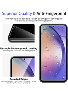 3-In-1 Protective Set: 2pcs High-Definition Anti-Scratch Anti-Fingerprint Smooth Tempered Glass Screen Protectors + 1pc Four-Corner Thickened Anti-Drop High-Transparent Anti-Yellowing Minimalist Design Phone Protective Case, Compatible With Samsung - Clear - View 4
