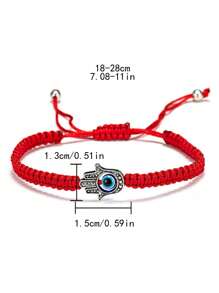 1pc Blue Uneven Eyeball And Hand Design Red String Braided Bracelet