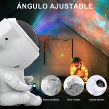 Astronauta Proyector de Estrellas con Bluetooth Estéreo, 3-IN-1 Proyector de Galaxias con Bocina Bluetooth, Lámpara LED, 8 Modos y 360° Ajustable, Perfecto para fiestas, Niños - Blanco - Ver 6