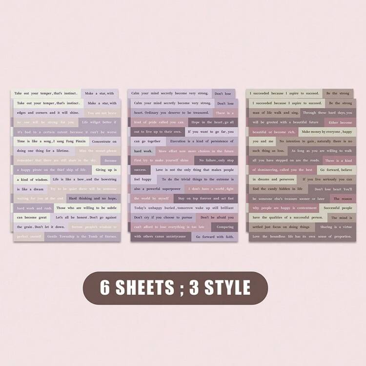 ملصقات حديثة صغيرة (6 ورقات) للكتابة الفنية، الخرائط، والمخططات - ملصقات عبارات DIY لتجميل الديكور وزخرفة الدفاتر والألبومات - متعدد الألوان - مشاهدة 12