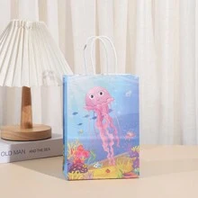 12 قطعة مجموعة مختلطة من أكياس الورق البني بطبعات بحرية لهدايا المناسبات، أعياد الميلاد، التسوق، الحمل والديكور، عيد الميلاد