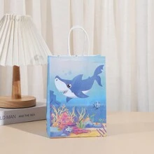 12 قطعة مجموعة مختلطة من أكياس الورق البني بطبعات بحرية لهدايا المناسبات، أعياد الميلاد، التسوق، الحمل والديكور، عيد الميلاد