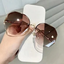 Gafas de moda de mujer con montura sin patillas, de estilo redondo, de moda, con estilo europeo y americano