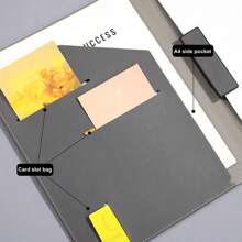 A4 Business Folder PU Information Portfolio Document Holder Hotel Service Guide Manual Leather Writing Pad Music Score Clip Presentation Storage Book,Back To School,School Supplies