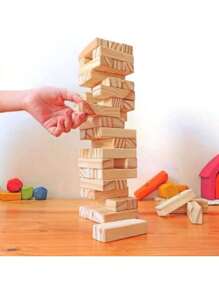 Kit Jogo Terremoto Caiu Perdeu Grande 54 Peças Pequeno 30 Peças Jenga - Marrom - Visão 2