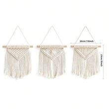 Mini Macrame Wall Hanging Set Of 3pcs Cute Boho Tree Decoration Car Ornaments Woven Art Decor For Nursery Bathroom Bedroom Living Room Dorm,Home Decor ,Room Decor,Wall Decor Gifts Birthday Graduation