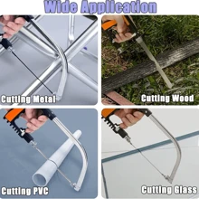 Kit 12 Serra Mágica Kit de Arco e Lâminas Tico Tico Diamantada e Serrote Multifuncional Corta Madeira Metal - Preto - Visão 3