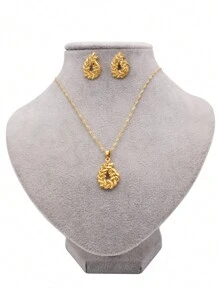 新款金色非洲飾品珠寶套裝杜拜婚禮新娘項鍊/吊墜/耳環女性禮物套裝 - 金色 - 查看 3