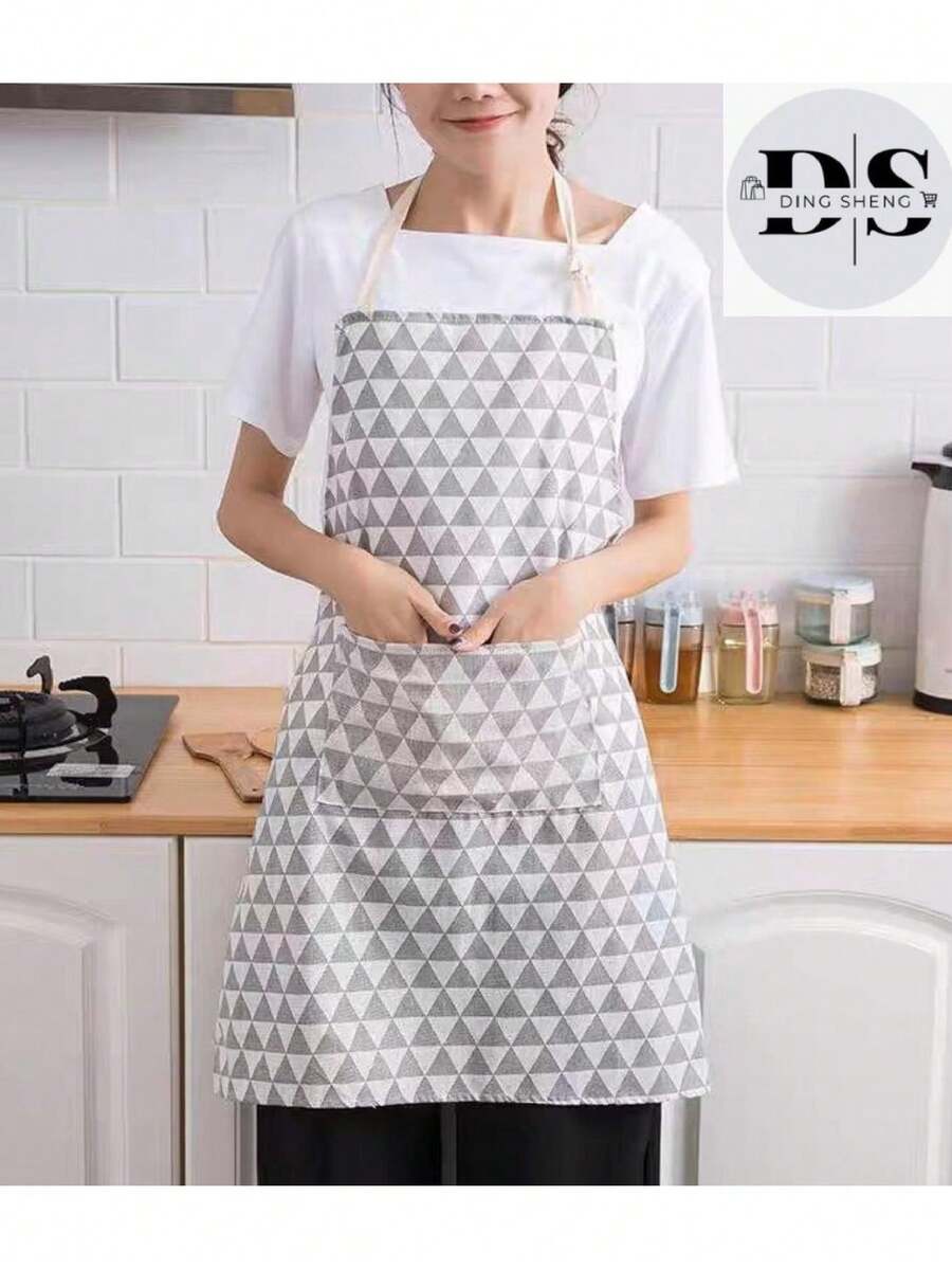 Delantal Resistente Al Agua Y Aceite Para Uso Doméstico En La Cocina, Delantal de cocina resistente al aceite con bolsillos: delantal resistente a la suciedad con longitud de cintura para cocinar y suministros de cocina para hombres y mujeres. Ropa de trabajo elegante para la cocina y la restauración - Gris Claro - Ver 1