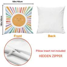 4pcs Rainbow Slogan Striped Pillow Covers, Plain Country Style Peach Skin Print Cushion Cover, Modern Aesthetic Art, A Gift To Add To Your Home, Home Decor, Car, Bedroom, Living Room! 45cm X 45cm [Pillow Core Not Included, Single-Sided Printed] - Multicolor - View 2