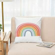 4pcs Rainbow Slogan Striped Pillow Covers, Plain Country Style Peach Skin Print Cushion Cover, Modern Aesthetic Art, A Gift To Add To Your Home, Home Decor, Car, Bedroom, Living Room! 45cm X 45cm [Pillow Core Not Included, Single-Sided Printed] - Multicolor - View 7