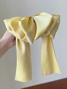 topshiny 1入新款黃色大蝴蝶結髮夾，法式簡約風格，優雅且時尚的髮飾，女性輕巧配戴 - 黃色 - 查看 3