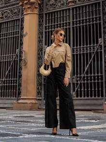 Women Pants - 黑色 - 查看 2