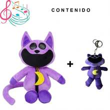 Gato De Peluche Catnap Smiling Critters Poppy Playtime Con Música Recargable USB Y Llavero - Morado - Ver 6