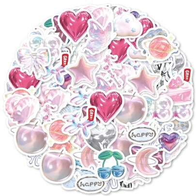 46 قطعة (23 * 2) ملصقات بلورية لؤلؤية بيضاء اللون لتزيين الأجندات المكتبية وأكواب المياه والحقائب اليدوية والهواتف والألبوم الفني والديكور والحفلات والأعياد والتخرج ولوازم المدرسة ولصق الكتب