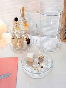 1入透明多層桌面化妝品收納盒，大容量組織者，適用於妝容、護膚品、化妝水、香水展示架，適用於臥室、浴室、客廳、門口 - 彩色 - 查看 5