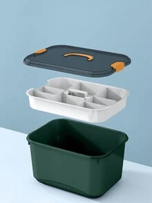 Tủ y tế gia đình màu xanh ô liu dung tích lớn có ngăn chia, hộp sơ cứu di động - Màu xanh lá cây đậm - Xem 4