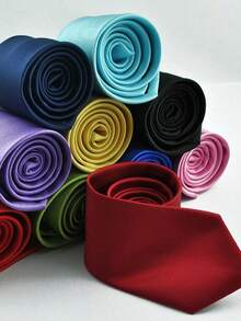 Corbata de color liso de negocios Corbata de traje de fiesta para hombres - Rosa - Ver 2