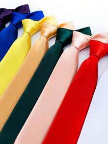 Corbata de color liso de negocios Corbata de traje de fiesta para hombres - Rosa - Ver 3