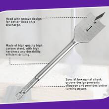 13 Piece Spade Drill Bit Set, Wood Drill Bit Set, Paddle Flat Bit Sets For Woodworking, Carbon Steel Paddle Flat Bit With Quick Change Shank, 1/4" To 1-1/2",Comes With L-Shaped Wrench - Silver - View 8