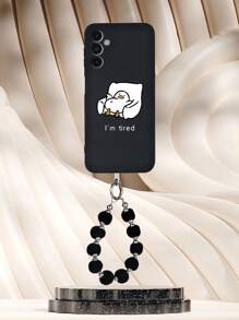 带手机吊饰 1 件黑色 TPU 松垮白鸭图案防震手机壳和 1 件黑色毛绒球手链 兼容 iPhone 手机壳/配套手机壳/支架手机壳/趣味手机壳/安卓手机壳/三星手机壳/手机壳/Oppo 手机壳/兼容 iPhone 15PRO MAX 手机壳/三星 A14 手机壳/三星 A54 手机壳/三星 A52 手机壳/三星 A31 4G 手机壳/三星 A23 手机壳/Redmi Note 8 Pro 手机壳/Redmi Note 11 Pro 4G 手机壳/Redmi Note 12 4G 手机壳/OPPO A54 手机壳