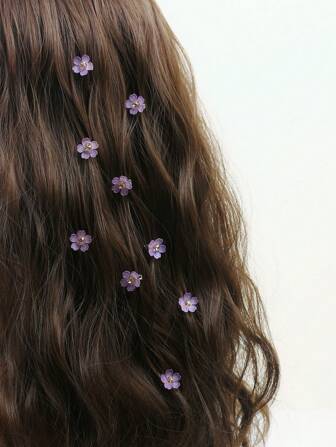 10个水钻花朵发夹，编织发夹，女士发饰，度假装扮