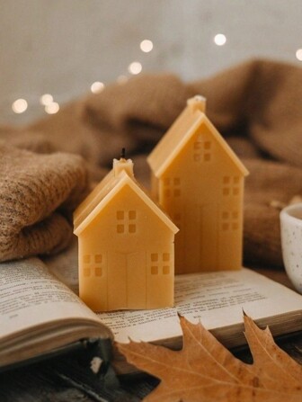 1 件 3D 房屋形状硅胶蜡烛模具 DIY 抽象小屋工艺树脂石膏模具 适用于家居装饰圣诞礼物硅胶模具