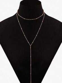 Dây chuyền chữ Y đính hạt đơn giản cá nhân hóa - Vàng - Xem 5