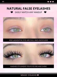 Asiteo 7 Pairs Fluffy Faux Mink Eyelashes, Wispy Fiber Material, Natural & Lengthening Lashes For Captivating Cat Eye Makeup - 眼尾拉長款 - 查看 3