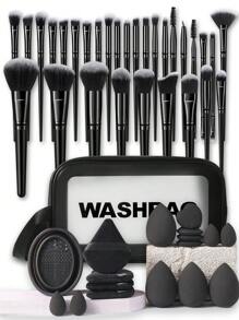 （黑色）18-20-22-25-30件套化妆刷套装，优质合成毛眼影晕染刷套装，化妆工具+17件套化妆工具套装+1个多功能拉链防水化妆包，化妆刷套装，化妆刷套装，化妆刷套装，全套化妆刷，化妆刷套装，全套化妆工具，化妆刷套装，化妆刷套装，化妆礼盒套装 - 黑色 - 查看 1