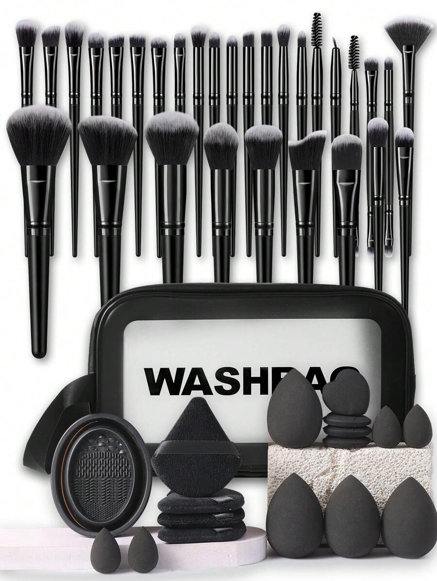 （黑色）18-20-22-25-30件套化妆刷套装，优质合成毛眼影晕染刷套装，化妆工具+17件套化妆工具套装+1个多功能拉链防水化妆包，化妆刷套装，化妆刷套装，化妆刷套装，全套化妆刷，化妆刷套装，全套化妆工具，化妆刷套装，化妆刷套装，化妆礼盒套装 - 黑色 - 查看 1